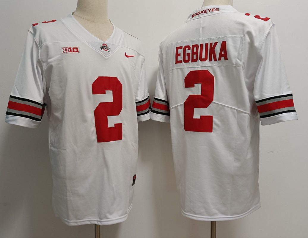 Men Ohio State Buckeyes 2 Egbuka White Nike 2025 NCAA Jersey